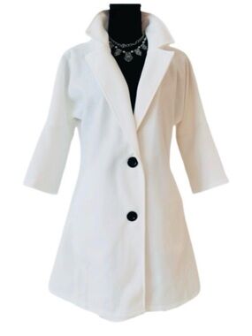 SHEIN ~ Women’s off-white 3/4 sleeve lightweight collared coat size S